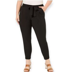 4X 26W Torrid Black Belted Pant Tie Waist Pocket Office Professional Tapered Leg